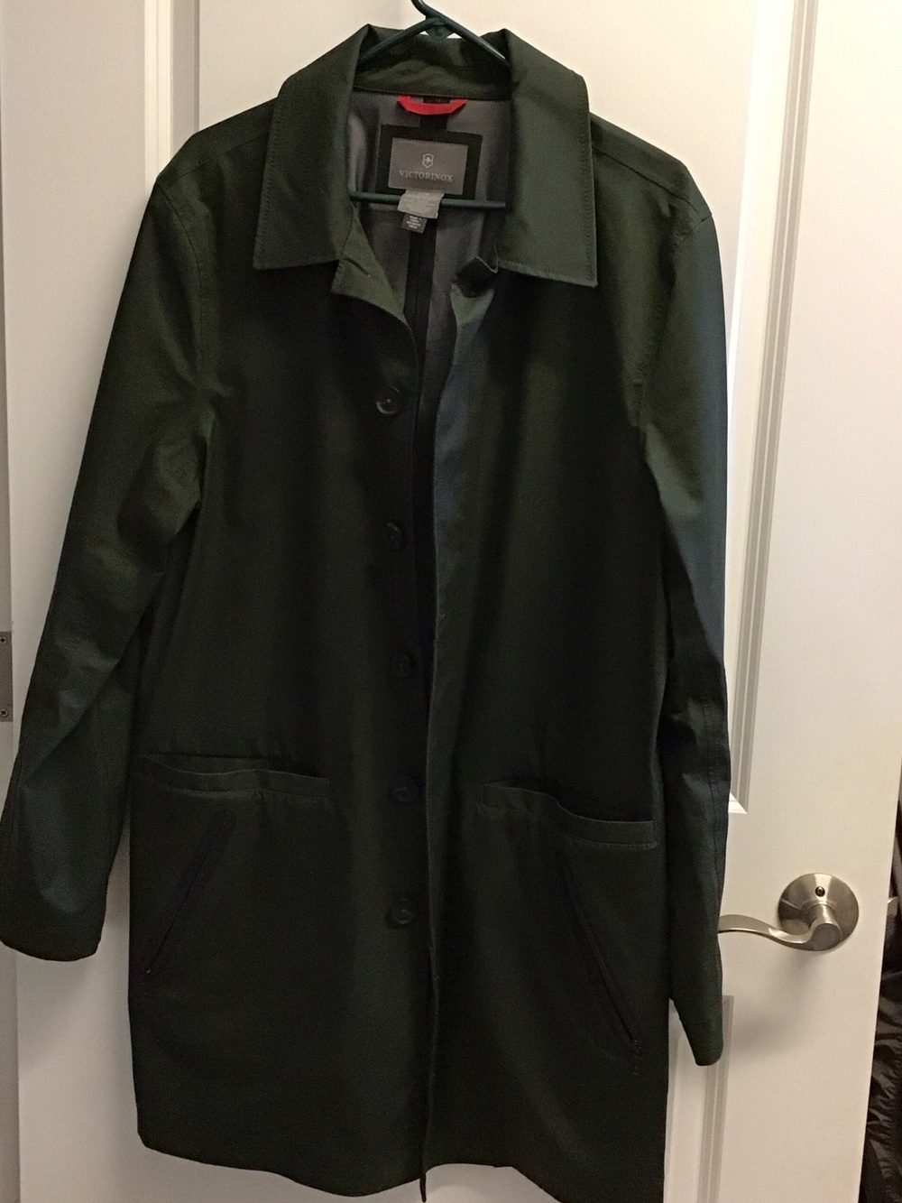 Victorinox Dark Green Single-Breasted Trench Coat